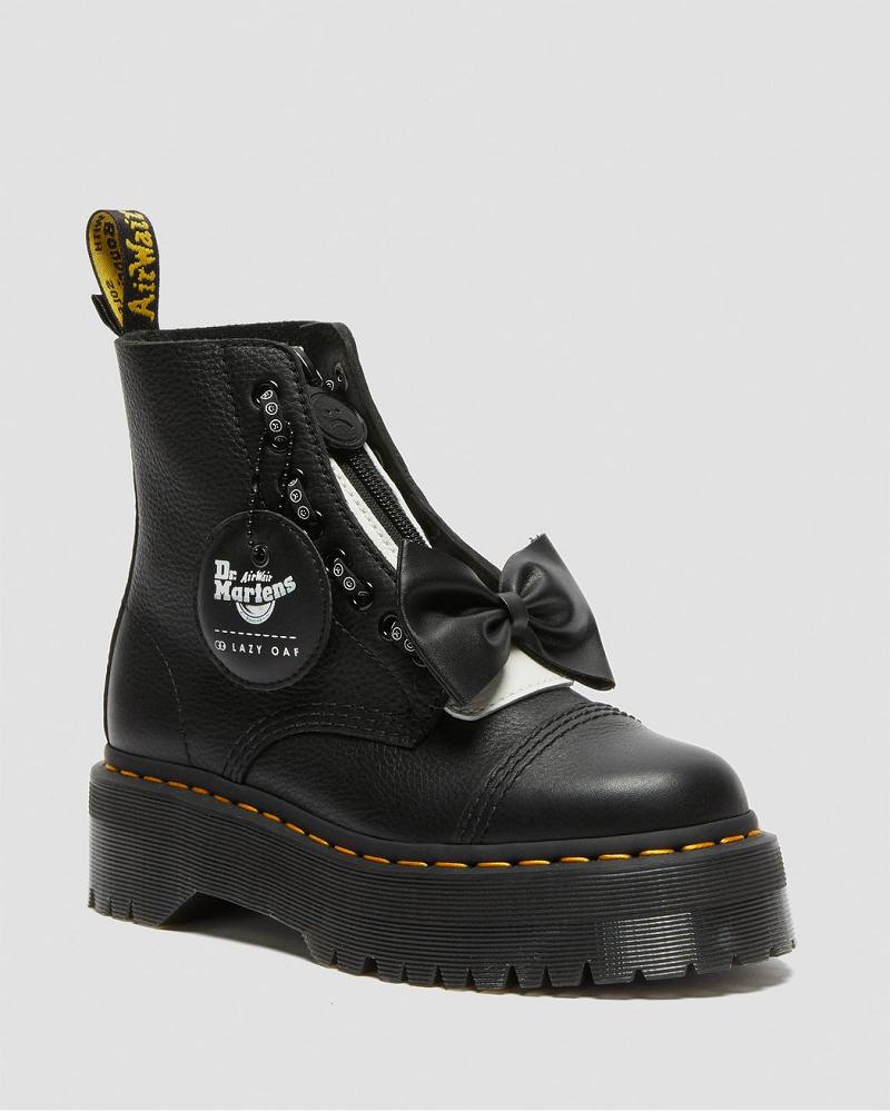 Dr Martens Sinclair Lazy Oaf Læder Platform Støvler Dame Sort | DK 254LIS